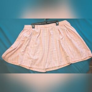 2X/3X Pink Plaid Skirt